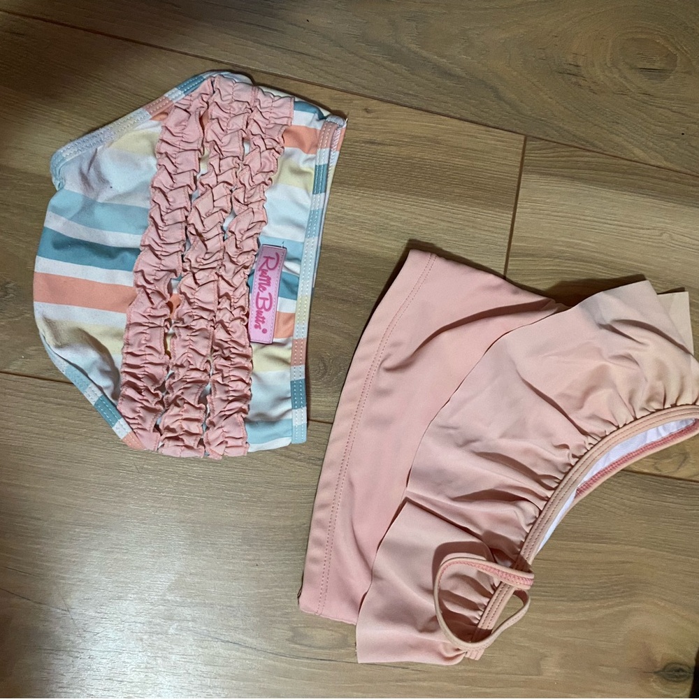 Pink and Striped Baby Swimwear Set